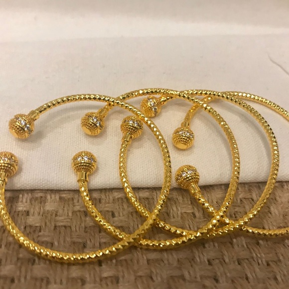 Cuff Bracelet, Stacking Gold Cuff Bracelet, Gold Bangles Gift for Women, Wedding - Picture 7 of 8